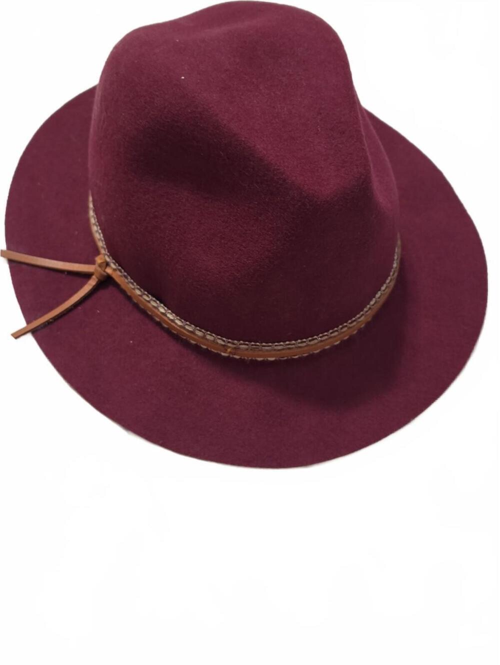 Anna and Ava 100% wool felt fedora Burgundy Hat With Leather Band